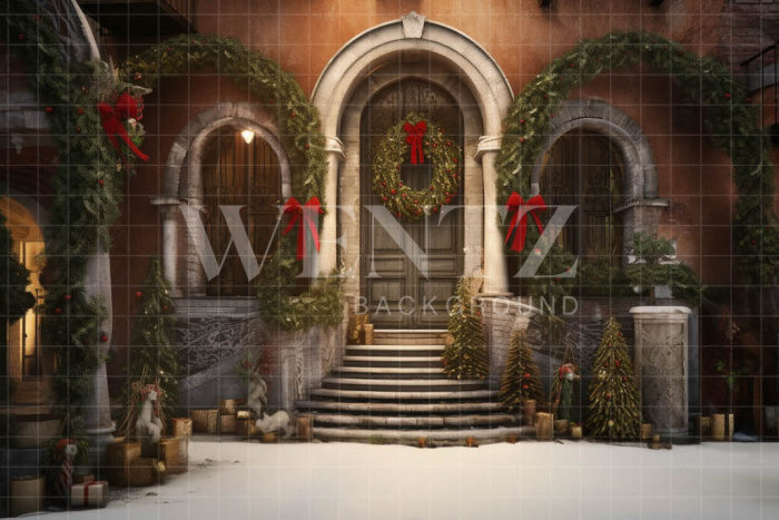 Fabric Photography Background Christmas Facade / Backdrop 4300