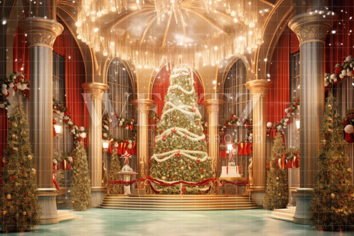 Fabric Photography Background Christmas Hall / Backdrop 4309