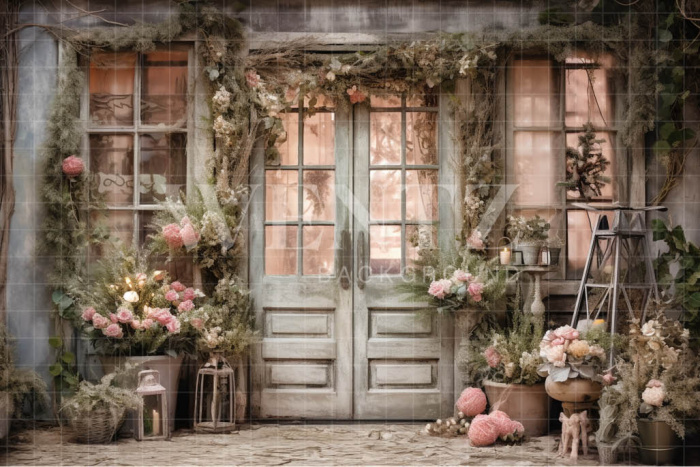 Fabric Photography Background Christmas Door / Backdrop 4351