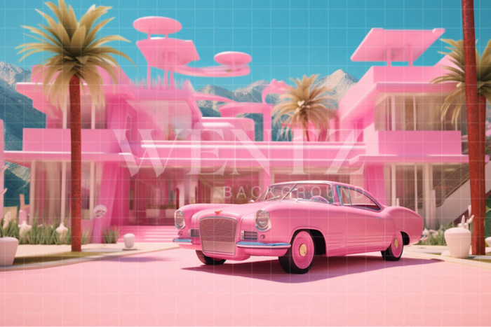 Fabric Photography Background Pink Car / Backdrop 4412