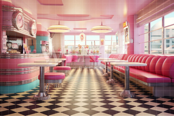 Fabric Photography Background Retro Coffee Shop / Backdrop 4413