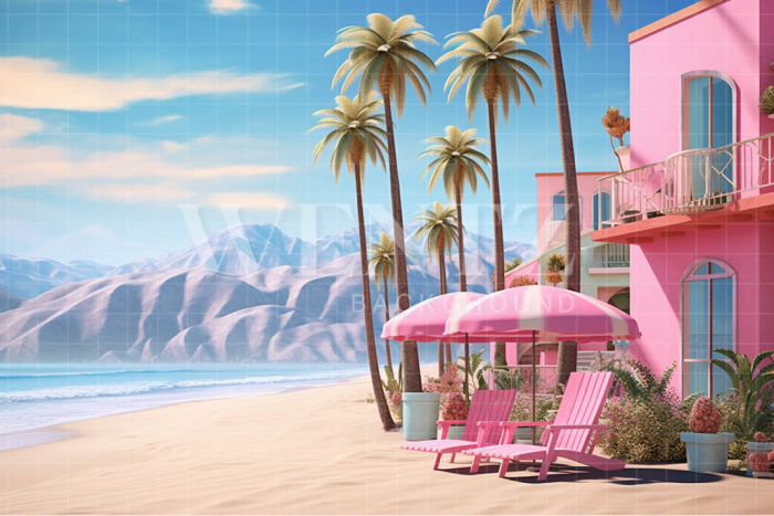 Fabric Photography Background Beach House / Backdrop 4423