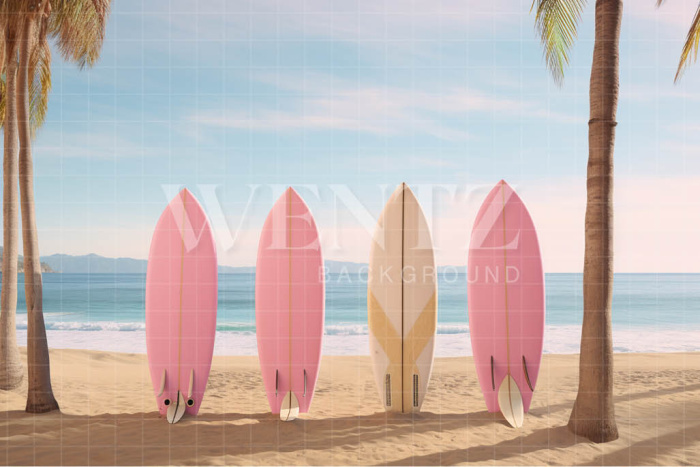 Fabric Photography Background Beach with Surfboards / Backdrop 4425
