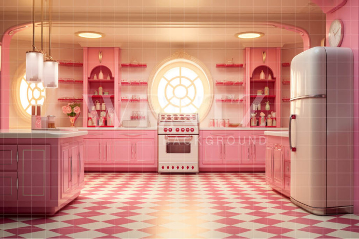 Fabric Photography Background Pink Kitchen / Backdrop 4437