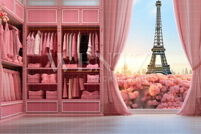 Fabric Photography Background Paris Bedroom / Backdrop 4440