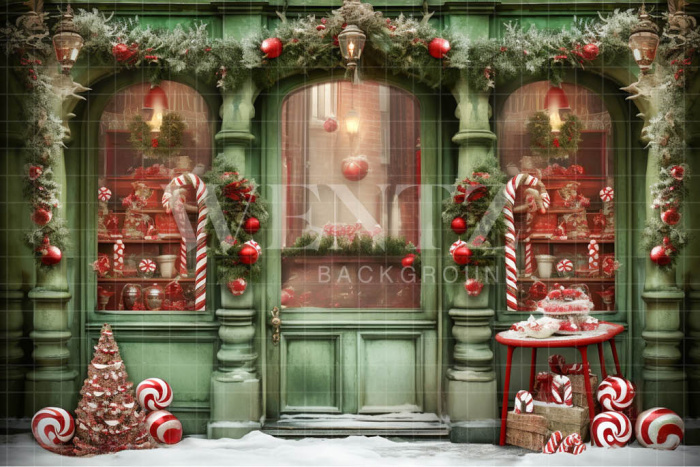 Fabric Photography Background Christmas Candy Shop / Backdrop 4444