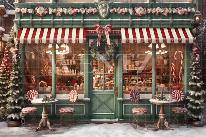 Fabric Photography Background Christmas Candy Shop / Backdrop 4446