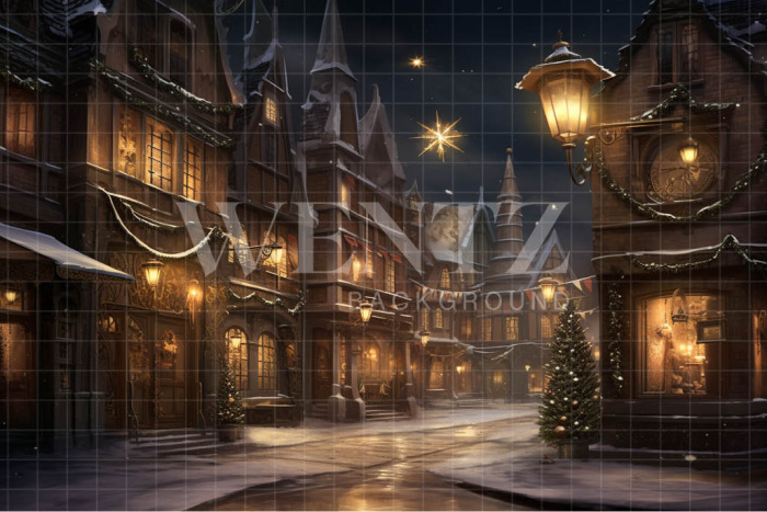 Fabric Photography Background Christmas Village / Backdrop 4450