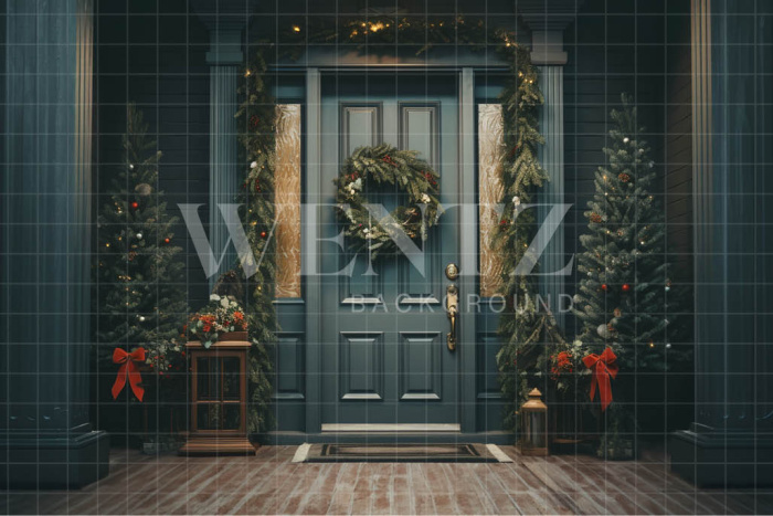 Fabric Photography Background Christmas House Front / Backdrop 4452