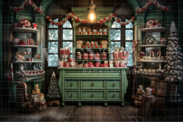 Fabric Photography Background Christmas Candy Cabinet / Backdrop 4453