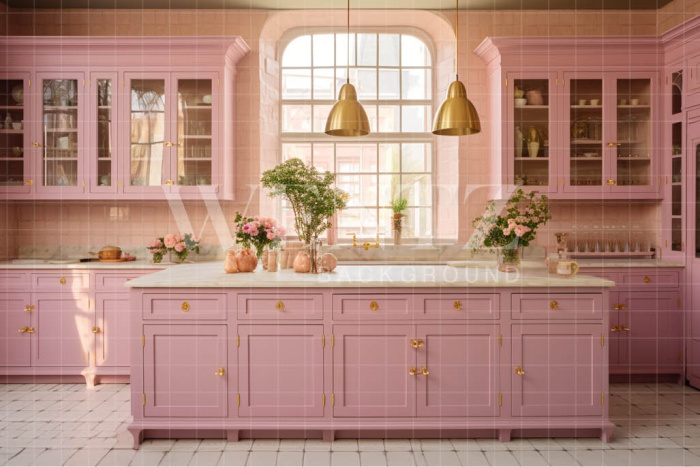 Fabric Photography Background Pink Kitchen / Backdrop 4461