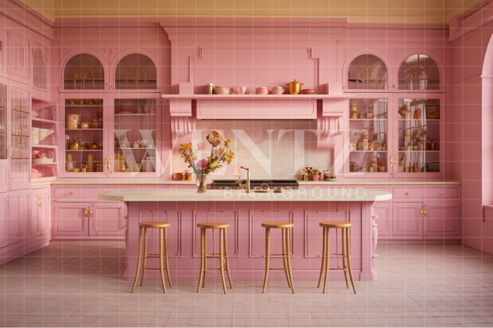 Fabric Photography Background Pink Kitchen / Backdrop 4462
