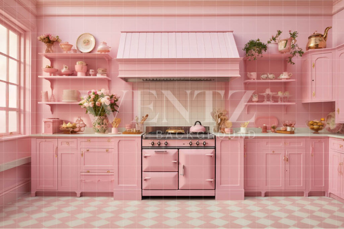 Fabric Photography Background Pink Kitchen / Backdrop 4463
