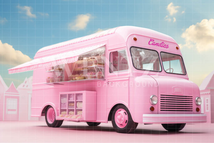 Fabric Photography Background Candy Truck / Backdrop 4472