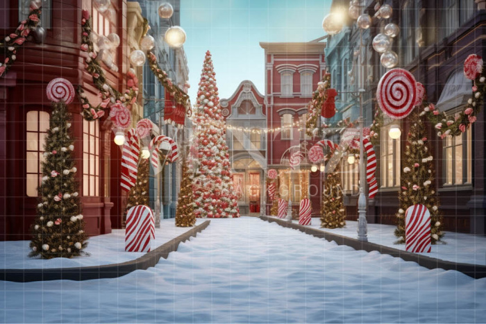 Fabric Photography Background Christmas Candy Shop / Backdrop 4480