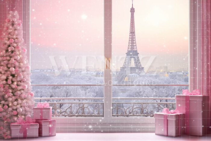 Fabric Photography Background Christmas in Paris / Backdrop 4483