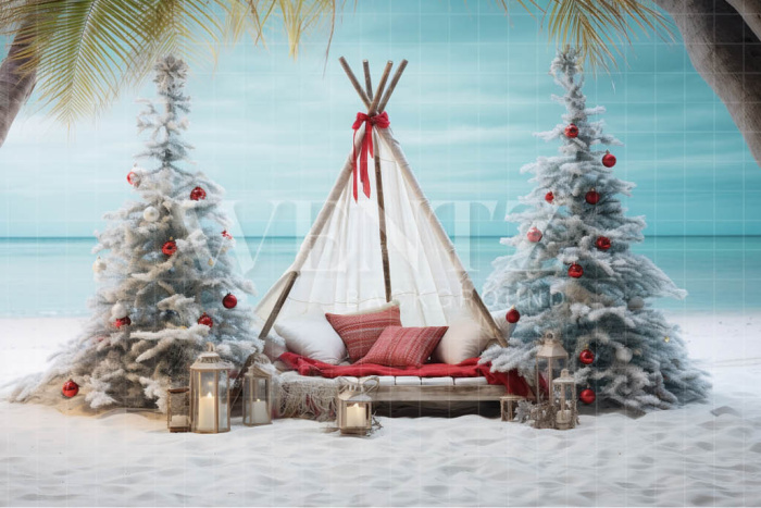 Fabric Photography Background Tropical Christmas / Backdrop 4486