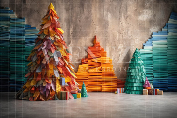 Fabric Photography Background Colorful Christmas / Backdrop 4487