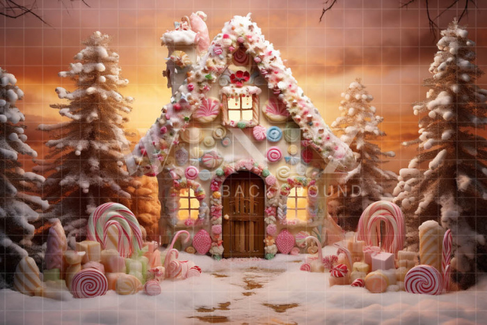 Fabric Photography Background Gingerbread House / Backdrop 4499