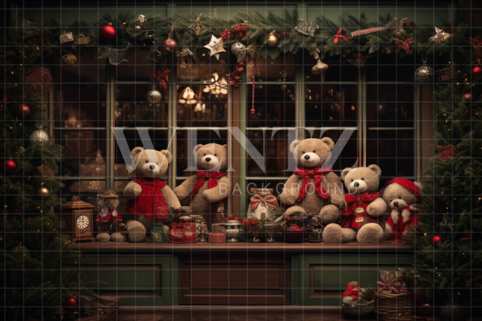 Fabric Photography Background Christmas Set with Teddy Bear / Backdrop 4501