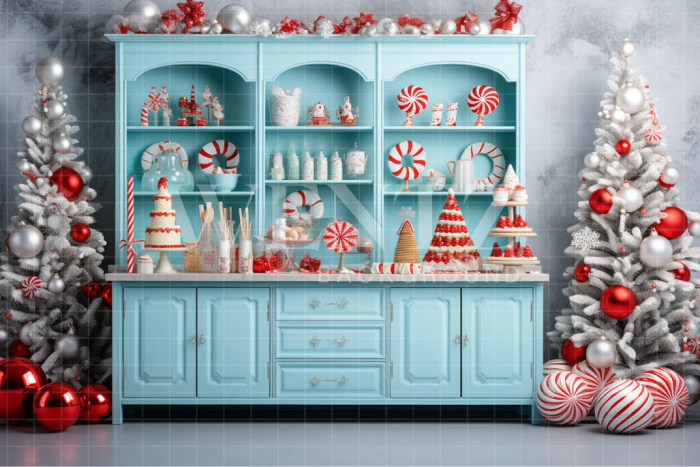 Fabric Photography Background Cabinet with Christmas Candies / Backdrop 4558