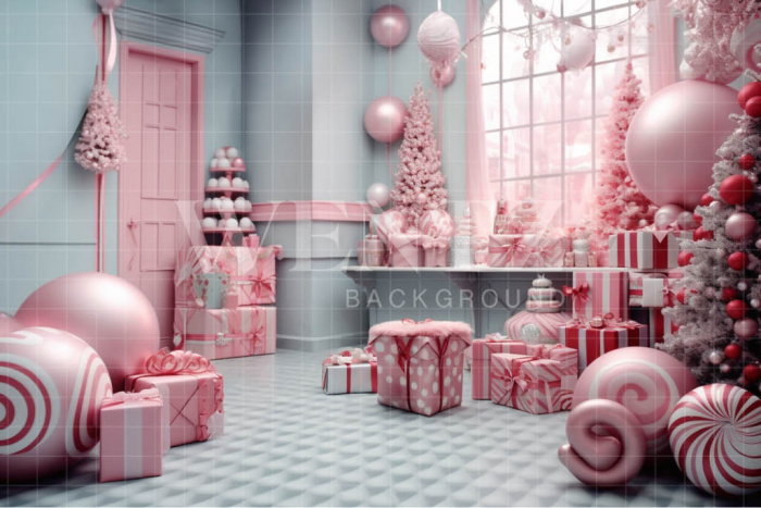 Fabric Photography Background Pink Christmas Set / Backdrop 4701
