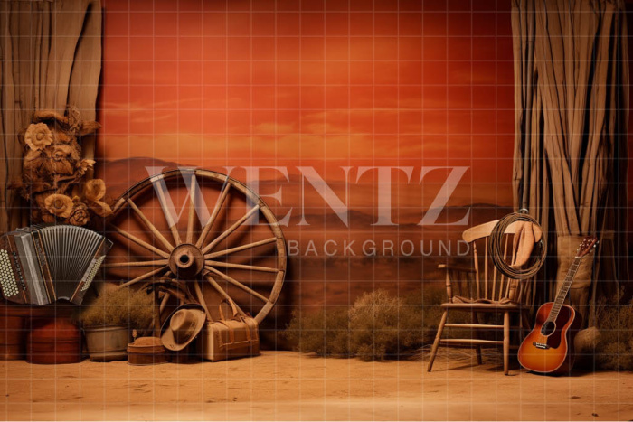 Fabric Photography Background Set with Guitar / Backdrop 4789