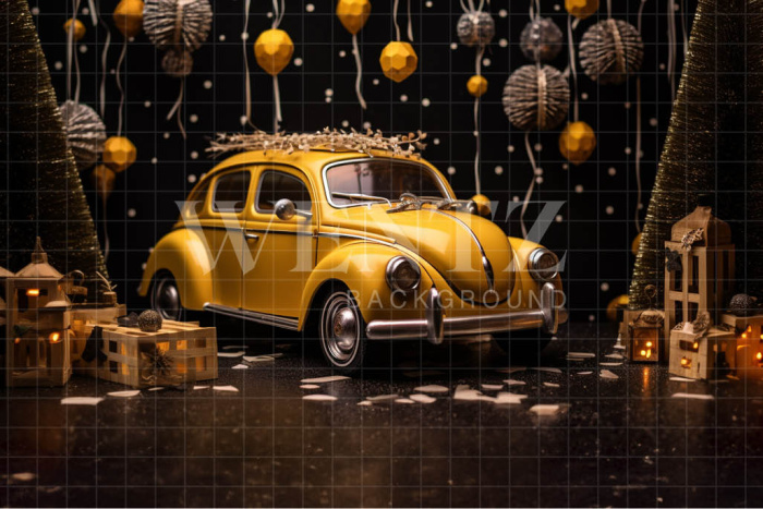 Fabric Photography Background Yellow Car / Backdrop 4817