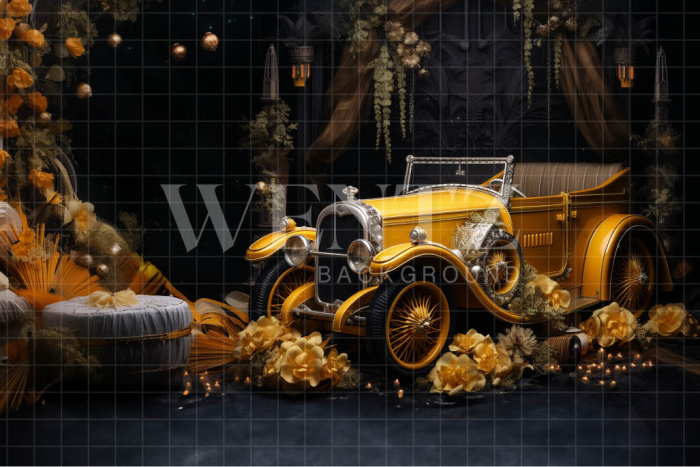Fabric Photography Background Yellow Car / Backdrop 4818