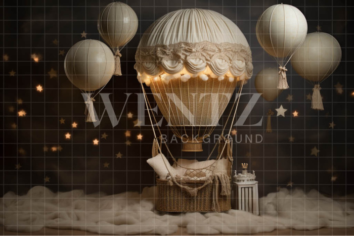 Fabric Photography Background Balloon in the Sky / Backdrop 4828