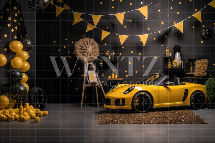 Fabric Photography Background Yellow Car / Backdrop 4832