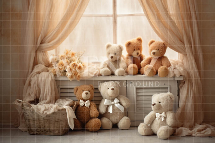 Fabric Photography Background Set with Bears / Backdrop 4843