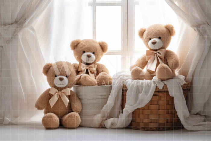 Fabric Photography Background Set with Bears / Backdrop 4845