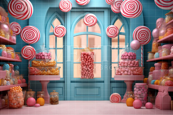 Fabric Photography Background Candy Shop / Backdrop 4848