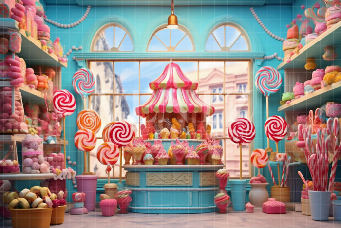 Fabric Photography Background Candy Shop / Backdrop 4849