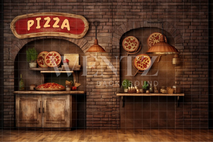 Fabric Photography Background Pizzeria / Backdrop 4858
