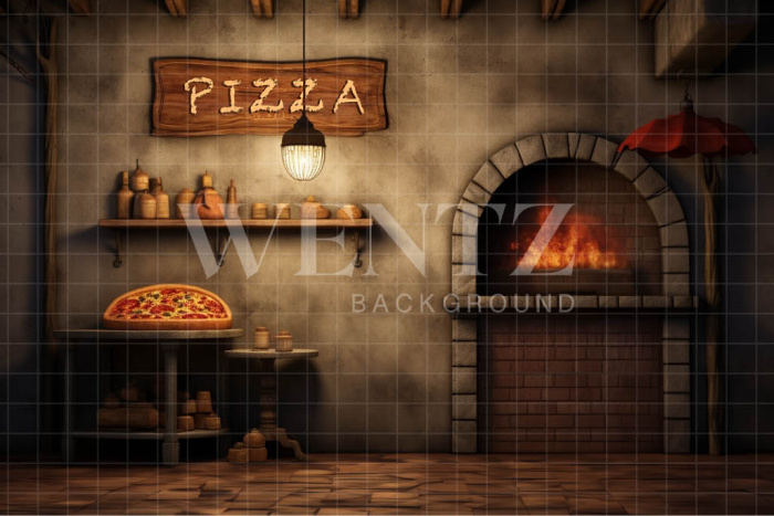 Fabric Photography Background Pizzeria / Backdrop 4859
