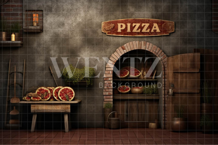 Fabric Photography Background Pizzeria / Backdrop 4860