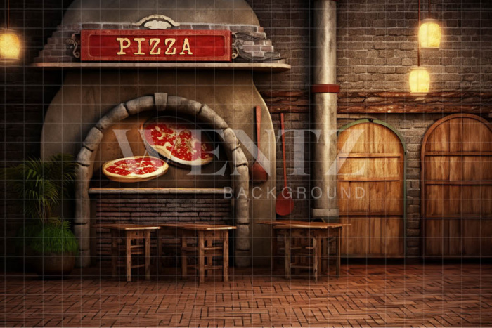 Fabric Photography Background Pizzeria / Backdrop 4861