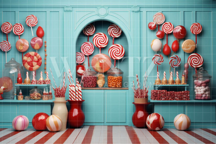 Fabric Photography Background Candy Shop / Backdrop 4863