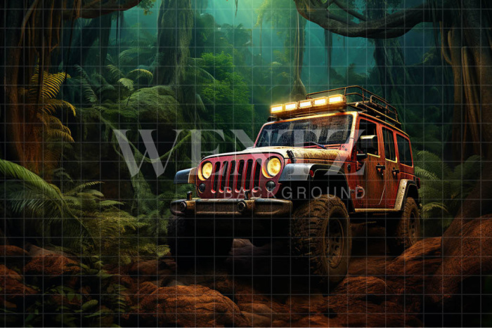 Fabric Photography Background Offroad Car / Backdrop 4864