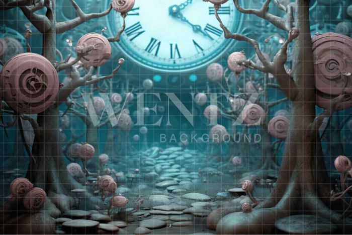 Fabric Photography Background Set with Clock / Backdrop 4885
