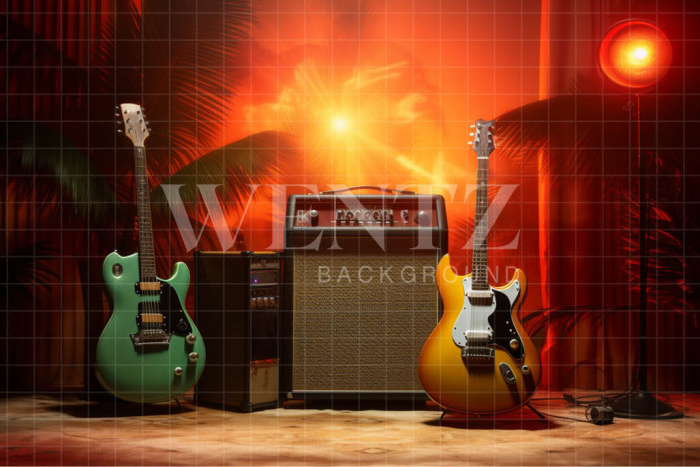Fabric Photography Background with Guitar / Backdrop 4911