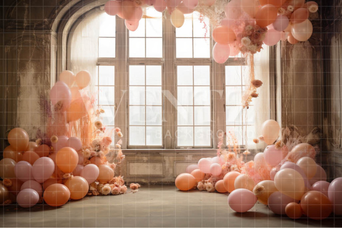 Fabric Photography Background Set with Pink Balloons / Backdrop 4919