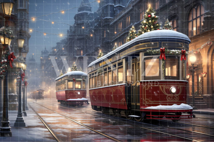 Photographic Background in Fabric Christmas Tram / Backdrop 5076