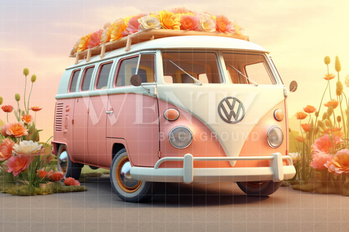 Photographic Background in Fabric Flower Car / Backdrop 5153