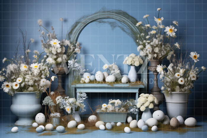 Fabric Photography Background Easter Scenery with Flowers / Backdrop 5210