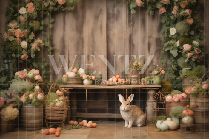 Fabric Photography Background Easter Scenery with Flowers 5248
