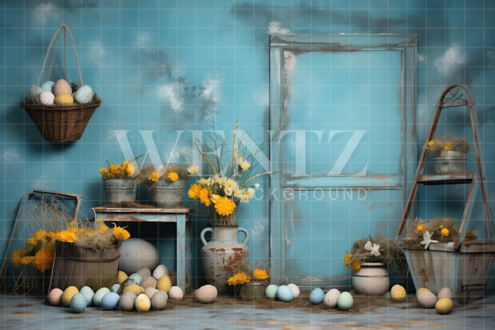 Fabric Photography Background Blue Easter / Backdrop 5251