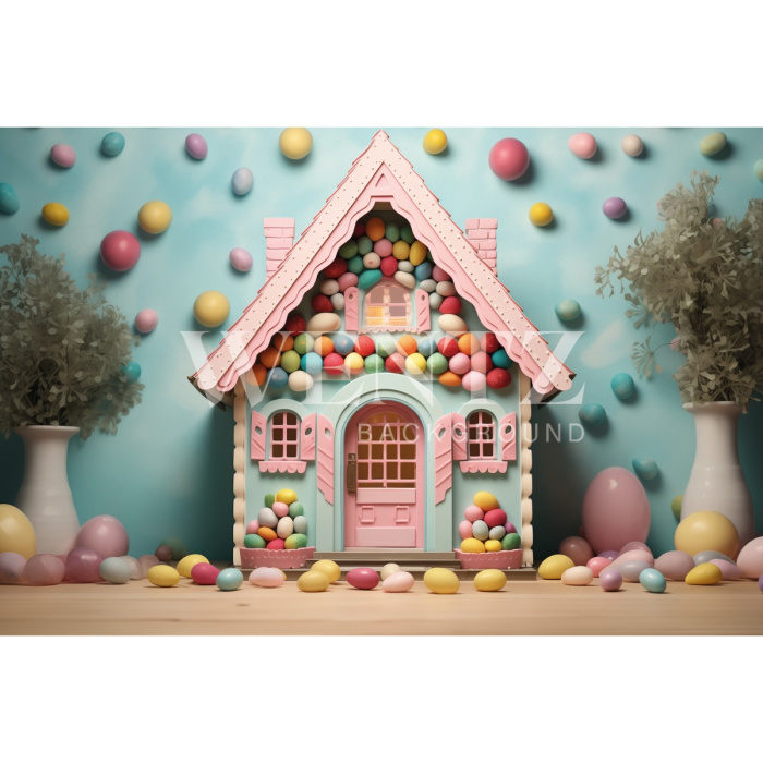 Fabric Photography Background Easter House / Backdrop 5368